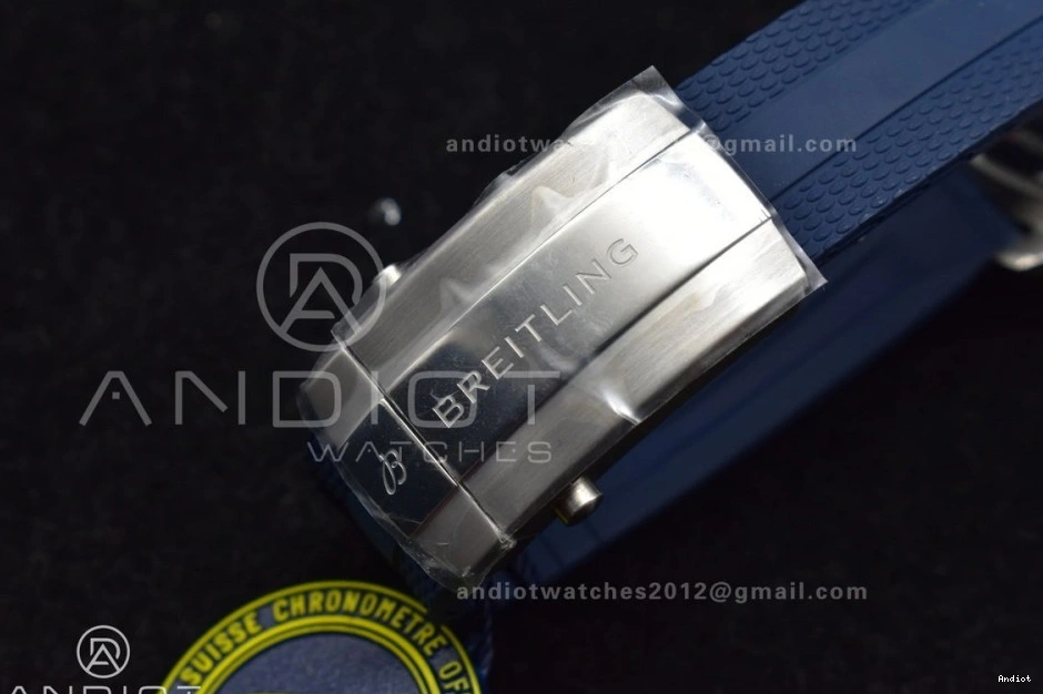 Best 1:1 Blue Rubber SS BLSF A2824 White Dial SuperOcean on Edition Automatic 42 Strap 0414